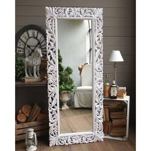 Wholesale Acacia Wood Wall <b>Mirror</b> with Carved Design - Product Image 3
