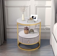 Table d'appoint moderne en acier de luxe pour hôtel, plateau en marbre, table d'appoint plaquée or, salon, bureau, couloir