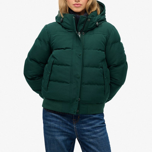 Chaqueta Acolchada con Capucha para Mujer, Cierre de Cremallera, Color Sólido, Ropa de Invierno, Relleno Grueso de Poliéster - Product Image 6