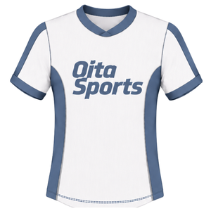 Camiseta de Rugby Blanca y Azul Rey, Manga Corta, Cuello en V, Uniforme de Equipo Personalizado, Transpirable, para Entrenamiento Deportivo - Product Image 1