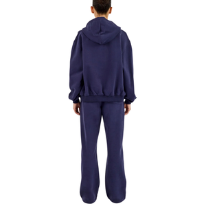 <b>Womens</b> Relaxed Full Zip Hooded Tracksuit Set <b>Long</b> Sleeve <b>Top</b> Straight Leg Trousers Drawstring Waist 2 Piece Casual Lounge Outfit - Product Image 2