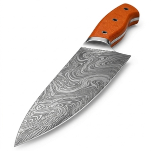 Cuchillo de Chef de Acero de Damasco Forjado a Mano con Mango de Madera Duradera, Hoja de Acero con Patrón Premium, Punta Caída, Personalizable para Cocina - Product Image 6