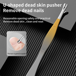 Kit de manucure professionnel de luxe plaqué or 4-en-1 à ressort unique, ensemble de pédicure 12 pièces, outils de soin des ongles avec sac - Product Image 2