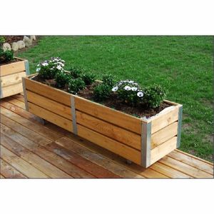 Jardinera de Madera Rústica para Ventana, Kit de Jardín de Hierbas para Interiores, Maceta Rectangular Decorativa de Madera con Revestimiento de Plástico y Bandeja de Drenaje - Product Image 3