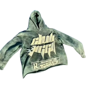 เสื้อฮู้ดดี้สไตล์ฮิปฮอปทรงหลวมสบายๆ ปักลายพิมพ์ลายตามสั่ง ยูนิเซ็กส์ ไซส์ใหญ่ แฟชั่นแนวสตรีท ทรงโอเวอร์ไซส์ สีซีดแบบวินเทจ - Product Image 1