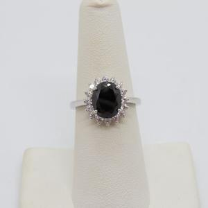 Bague en saphir noir en argent sterling, bague en pierre précieuse foncée, bijou élégant, cadeau pour femme, style vintage - Product Image 1