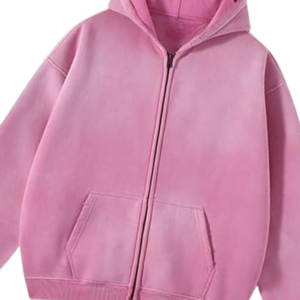 Men Pink <b>Acid</b> Wash Zip Up Hoodie Oversized Streetwear Heavyweight Cotton Fleece <b>Drop</b> Shoulder Vintage Custom Sweatshirt Hoodies - Product Image 2