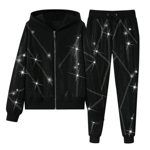 Nouvel Arrivage Survêtement Hiver Chaud avec Strass Qualité Supérieure Logo Personnalisé Coton Respirant Strass - Product Image 4