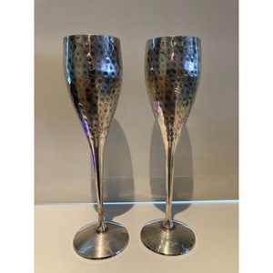 New Arrival Handmade Stainless Steel Champagne Flutes Set Of 2 Elegant Long Stem Wedding <b>Goblets</b> - Product Image 1