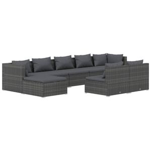 Conjunto de Muebles de Jardín Grandes en Ratán Sintético Gris con Acero con Recubrimiento en Polvo, Elegantes Muebles de Exterior - Product Image 2