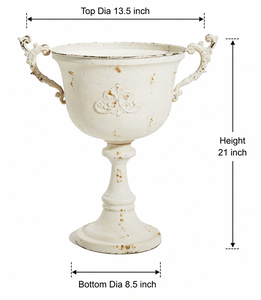 White Classic Antique Iron Plant Pots Decorative Rustic Flower Pots for Outdoor Use - Traditional Urn Planter for Garden, - Product Image 6