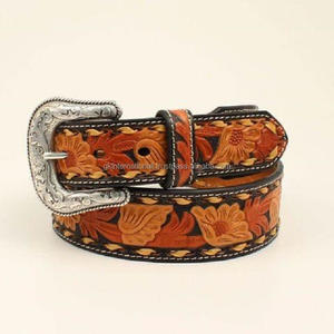 Luxury Cowboy Western Leather <b>Belt</b> & <b>Accessories</b> Hand Carved Floral Engraved Western Leather Tooling <b>Belt</b> for Unisex Custom Size - Product Image 4