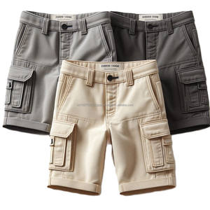 Pantalones cortos Cargo tejidos para niños de colores personalizados al por mayor, pantalones cortos informales de verano de algodón con múltiples bolsillos, transpirables, antiarrugas, con logotipo impreso para niños - Product Image 2
