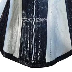 Nuevo Diseño, Corsé de Cuero con Textura de Cocodrilo en Blanco y Negro, a la Moda - Product Image 4