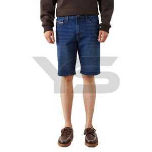 Shorts en jean taille haute coupe droite - Style streetwear décontracté 100% coton délavé à l'acide séchage rapide lavable logo personnalisé (rubber en relief) - Product Image 3