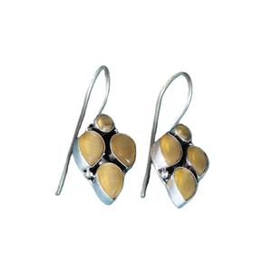 Pendientes Boho Étnicos Tribales con Ojo de Gato Amarillo |   Pendientes Colgantes de Latón Plateado en Plata Antigua para Mujer, Hechos a Mano, para Fiestas y Eventos, Venta al por Mayor - Product Image 5