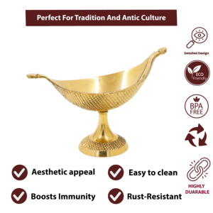 ที่ใส่เรือ Kumkum ลายนูนทำจากทองเหลืองสำหรับงาน poojagifting และตกแต่งบ้าน - Product Image 4