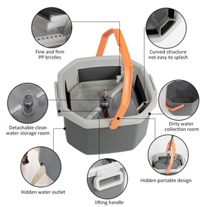 Serpillère plate mains libres HOLAMOPA avec système de seau à eau propre et eau sale pour le nettoyage des sols en bois dur, stratifiés et carrelés - Product Image 6
