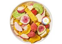 Vietnamese fabriek biologisch gevriesdroogd fruit: banaan, mango, perzik, drakenvrucht, rambutan, mangosteen, ananas, aardbei, kiwi, durian