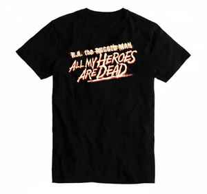 Camiseta Elite Legacy Tribute – Algodón negro de primera calidad, tipografía dorada llamativa con la frase «ALL MY HEROES ARE DEAD» - Product Image 1