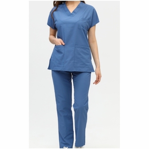 Elastic V-Neck Women <b>Scrub</b> Suit Sets Woven Spandex Short Sleeve Nurse <b>Scrub</b> High Quality Hospital <b>Uniforms</b> <b>scrubs</b> <b>uniforms</b> set - Product Image 3