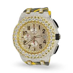 Montre de luxe en or blanc 40 mm, sertie de diamants incolores de laboratoire de haute qualité, mouvement automatique ou mécanique, style hip-hop glacé VVS, pour affaires et collection. - Product Image 1