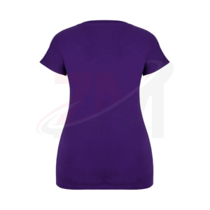 T-shirt pour femme à manches courtes, col rond, imprimé violet, coupe ample, décontracté, tricoté, 100% polyester, respirant, toutes saisons - Product Image 4