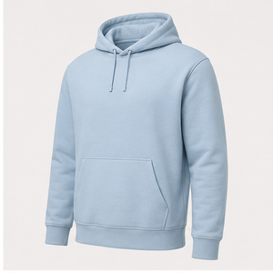 Sweat à capuche droit classique pour homme, bleu glace, personnalisable, avec cordon de serrage ton sur ton, poche kangourou, en polaire brossée compacte MHOOD-0029 - Product Image 4