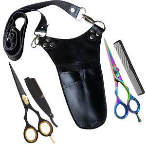 Funda de Cuero Genuino de Alta Resistencia para Tijeras de Barbero, Estuche de Cinturón Ajustable, Diseño Portátil para Peluquería - Product Image 5