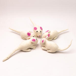 Wool Felt Child <b>Mouse</b> <b>Ornament</b> White Cat Teaser Toy Interactive Eco Friendly Pet Toy Handmade Wholesale Bulk - Product Image 5