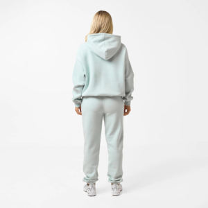 Sudadera con Capucha Extra Grande para Mujer, Color Turquesa Sólido, 100% Algodón Ecológico, Estampado Lavado al Ácido - Product Image 4