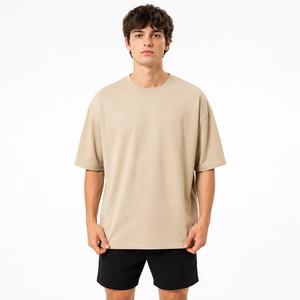 เสื้อยืดผู้ชายสีผสมแบบกำหนดเอง ผ้าฝ้ายเนื้อหนา คอกลมแบบริบ - เหมาะสำหรับขายส่งเสื้อผ้าสตรีทแวร์ - Product Image 1