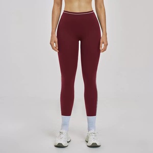 Leggings de compression sur mesure, longueur intégrale, noir et rouge, tricotés en Spandex et Nylon, taille élastique sportive, toutes saisons - Product Image 1