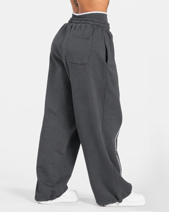 Wholesale <b>Women</b> Contrastline Zip <b>Jacket</b> Tracksuit Set Casual Two Piece Outfit Relaxed Fit Wide Leg Pants Matching Clothing Style - Product Image 6