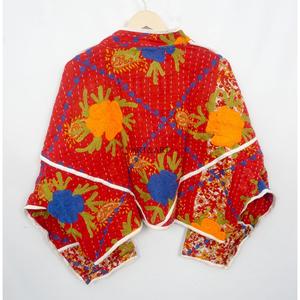 Vintage Quilted Kantha <b>Jackets</b> 100% Cotton Eco-Friendly Reversible Quick Dry <b>Mandarin</b> <b>Collar</b> Customizable Open Closure Detail - Product Image 6