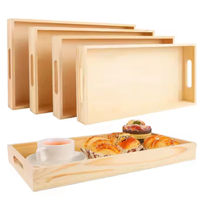 Cuisine moderne de luxe Grands plateaux rectangulaires Plateau de vente en gros Plateau de service en bois biodégradable Par artisanat en croissant - Product Image 3