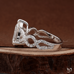 3CT Pear Shape Lab Diamond <b>Ring</b> IGI Certified Twisted <b>Split</b> Pave Engagement <b>Ring</b> in 10K White Gold - Product Image 2