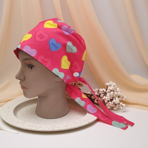 Gorros Quirúrgicos de San Valentín con Forro de Satén, Estampado de Corazón Rosa, Gorros de Enfermera con Forro de Satén, Gorros Quirúrgicos con Estampado de Calavera - Product Image 1
