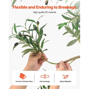 8FT Tall <b>Artificial</b> Olive <b>Tree</b> with Realistic Green Leaves & Fruits Black Pot Natural Wood Trunk Indoor & <b>Outdoor</b> Applicable - Product Image 4