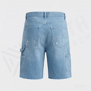 Shorts en jean élastiques pour hommes, style streetwear, denim déchiré, couleur et motif personnalisés, décontracté d'été, longueur genou - Product Image 2