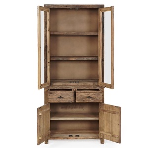 Modern Eco-friendly Wooden <b>Sideboard</b> with Glass Doors and 4 ft <b>Storage</b> Drawers for Dining Living Room School & Hospital Use - Product Image 3