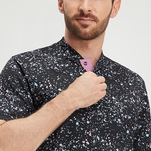 Chemise Homme à Manches Courtes Imprimé Pois Noirs Col Rose Anti-Plis Sportive en Tissu Tricoté Polyester Respirant pour Tenue Décontractée - Product Image 5