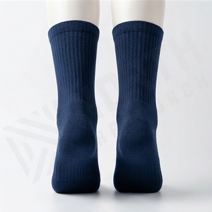 <b>Crew</b> <b>Socks</b> Solid Navy Blue Knitted Cotton Breathable Daily Wear Adult Autumn Casual <b>Socks</b> - Product Image 2