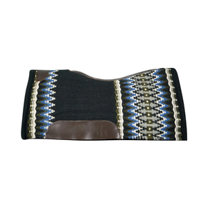 Tapis de selle en laine noire avec motif tissé coloré, logo frontal, taille basse, écologique, léger, unisexe - Product Image 1