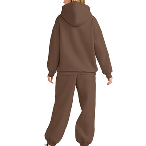 Nouveau design – Survêtement d'hiver pour femme avec capuche en polaire, 100 % coton, doux, respirant, décontracté, coupe longue – Survêtement femme pas cher - Product Image 2