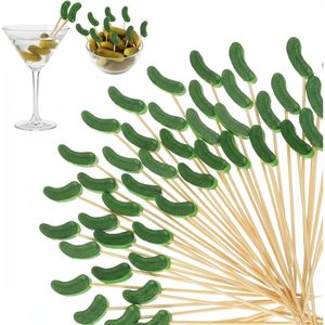 100 Palillos de Bambú de 4.7 Pulgadas, Palillos para Cócteles de Pepino en Vinagre, Brochetas Decorativas para Aperitivos - Product Image 1