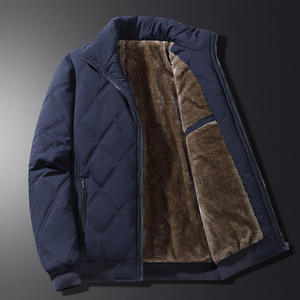 Blouson Bomber matelassé imperméable pour homme, doublure Sherpa, col montant, fermeture éclair, hiver, décontracté, rembourrage épais en polyester - Product Image 3