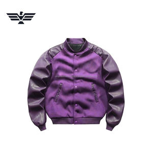Chaqueta Varsity de Invierno Personalizada para Hombre, de Alta Calidad, en Poliéster/Algodón, Resistente al Viento, Forrada de Felpa, con Cuello Alto, Bordada y Recubierta, Estilo Casual - Product Image 1