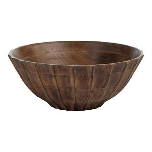 Tazón para Ensalada de Madera de Mango Hecho a Mano - Tazón Redondo de Madera Natural para Servir Frutas con Patrón Ovalado Tallado a Mano para Cocina y Decoración - Product Image 4