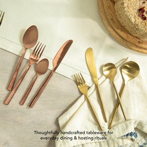 Modern Rose Gold Dining Set – Designer Stainless Steel <b>Flatware</b> for Hotels Restaurants & Luxury Homes - Product Image 5